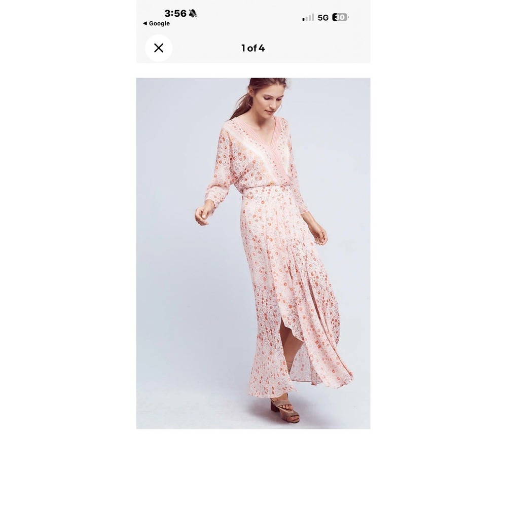 New Anthropologie HD Paris Varina Maxi Dress Pink Floral Size 12